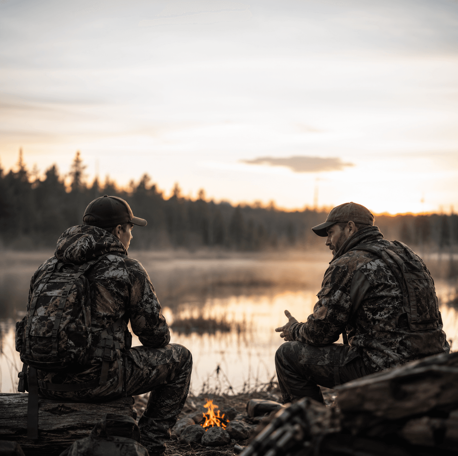 A mentor and participant talking in the field